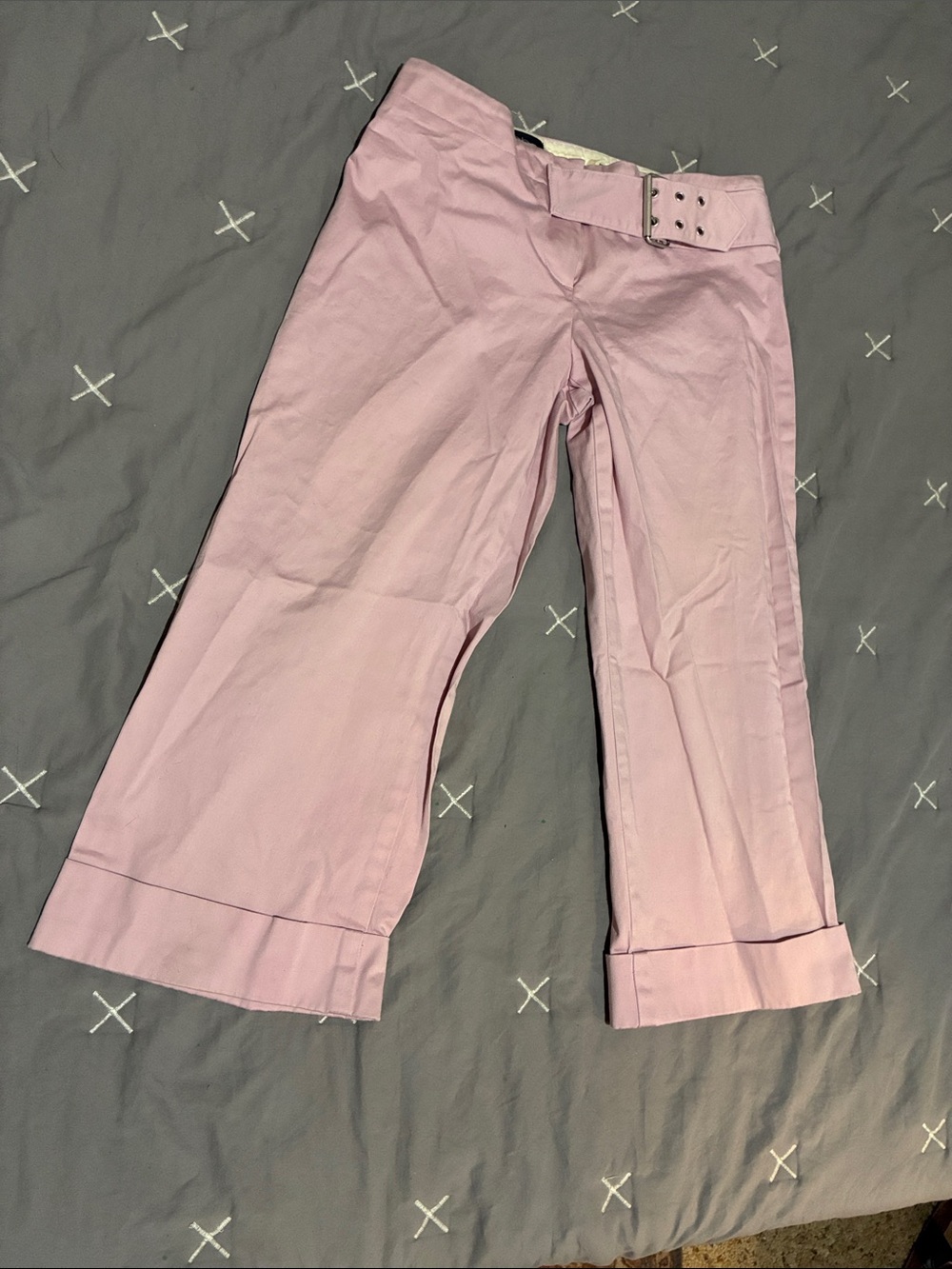 Girls' Pink Cropped Capri Pants with Belt